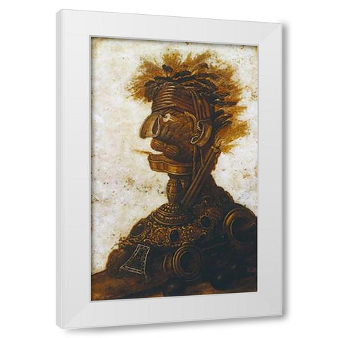 The Four Elements - Fire White Modern Wood Framed Art Print by Arcimboldo, Giuseppe