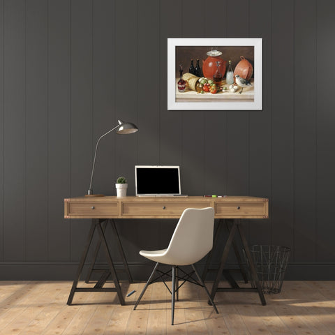 Still Life With a Bird and a Pitcher White Modern Wood Framed Art Print by Arrieta, Jose Agustin