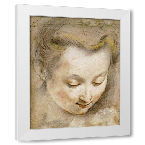 The Head of a Woman White Modern Wood Framed Art Print by Barocci, Frederico