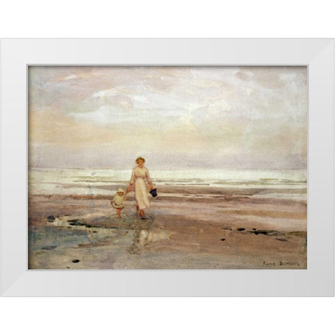 Paddling White Modern Wood Framed Art Print by Bartom, Rose Maynard