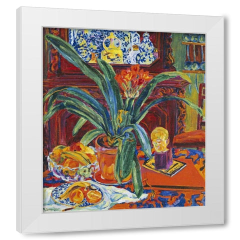 Still Life With a Pot Plant White Modern Wood Framed Art Print by Bauknecht, Philipp