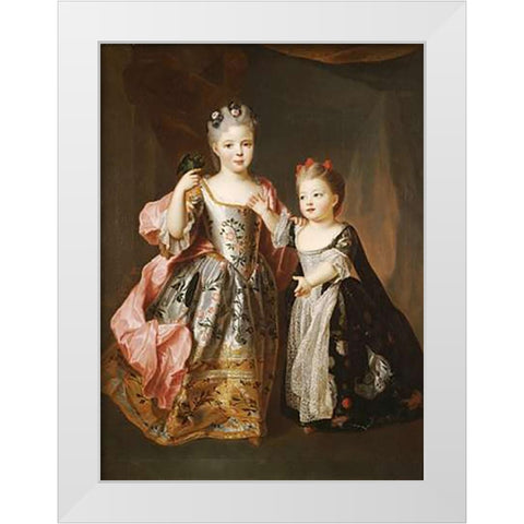 Portrait of Two Young Girls White Modern Wood Framed Art Print by Belle, Alexis-Simon