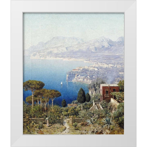 Costa Sorrentina White Modern Wood Framed Art Print by Berninger, Edmund