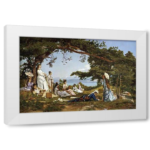 The Painting Class White Modern Wood Framed Art Print by Berthold, Auguste Henry