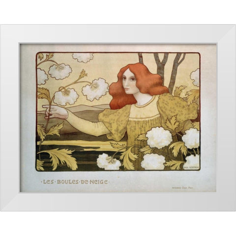 Les Boules De Neige White Modern Wood Framed Art Print by Berthon, Paul