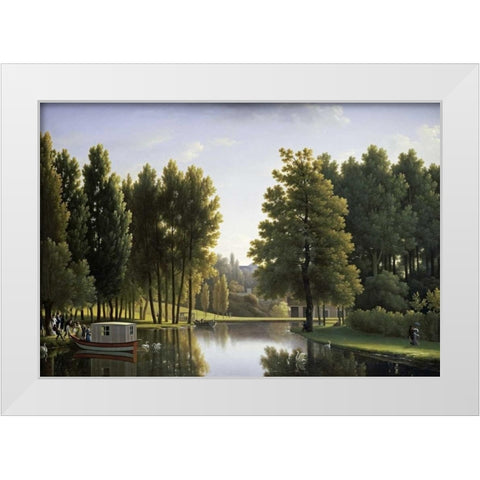 Le Parc De Mortefontaine White Modern Wood Framed Art Print by Bidauld, Jean-Joseph-Xavier