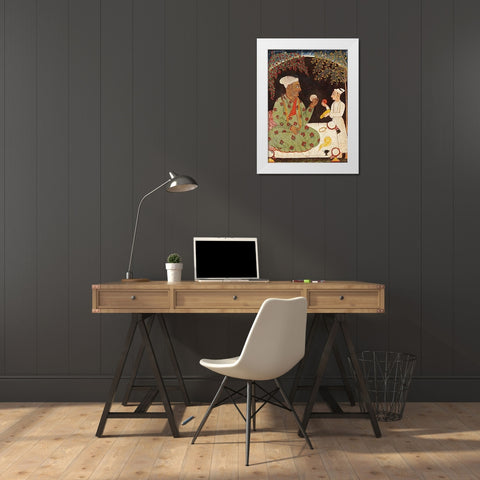 Portrait of Raja Dhiraj Pal of Basholi White Modern Wood Framed Art Print by Bilaspur