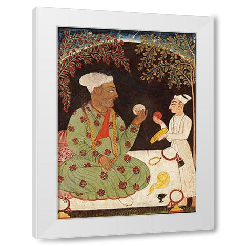 Portrait of Raja Dhiraj Pal of Basholi White Modern Wood Framed Art Print by Bilaspur