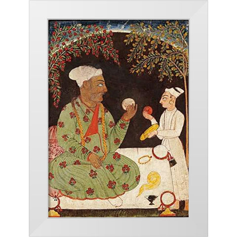 Portrait of Raja Dhiraj Pal of Basholi White Modern Wood Framed Art Print by Bilaspur