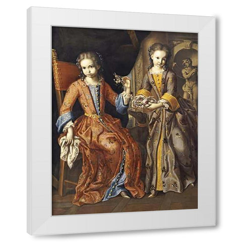Portrait of Two Girls White Modern Wood Framed Art Print by Bocciardo, Domenico