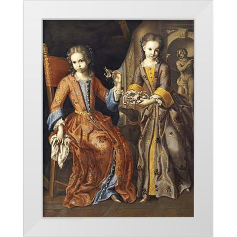 Portrait of Two Girls White Modern Wood Framed Art Print by Bocciardo, Domenico