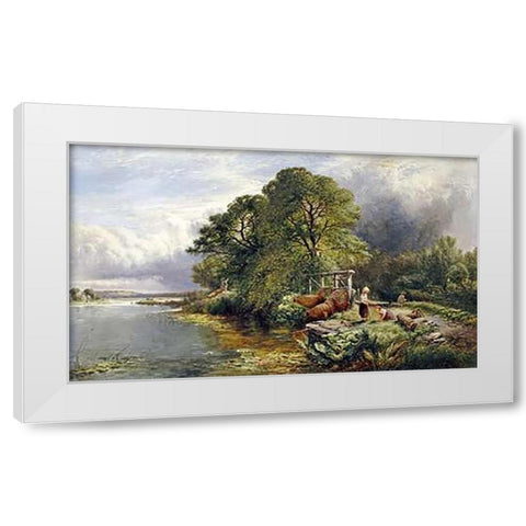 On The Thames White Modern Wood Framed Art Print by Boddington, Henry John