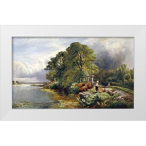 On The Thames White Modern Wood Framed Art Print by Boddington, Henry John