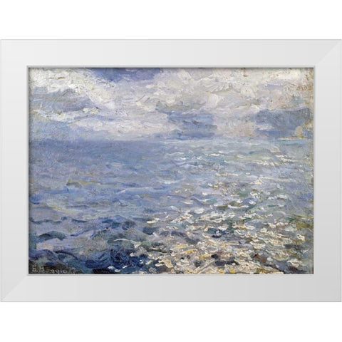 A Study of Sun On The Sea White Modern Wood Framed Art Print by Boggio, Emilio