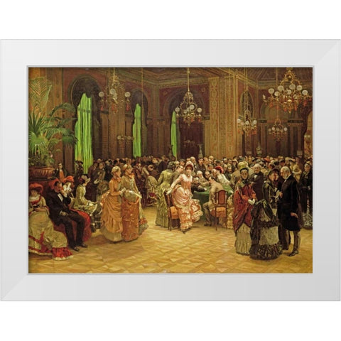 The Casino, Monte Carlo White Modern Wood Framed Art Print by Bokelmann, Christian Ludwig