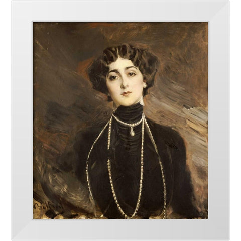Portrait of Lina Cavalieri White Modern Wood Framed Art Print by Boldini, Giovanni