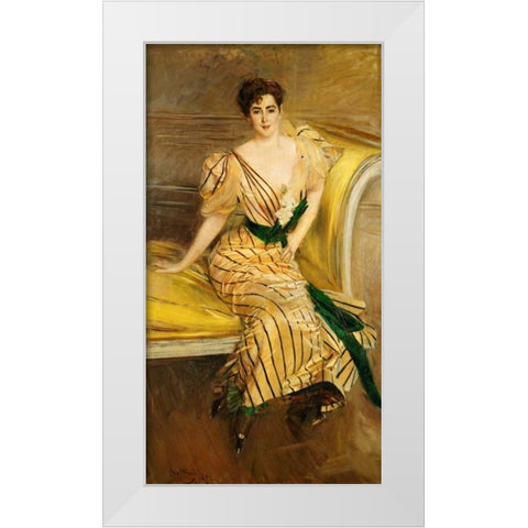 Portrait of Madame Josephina Alvear De Errazuriz White Modern Wood Framed Art Print by Boldini, Giovanni
