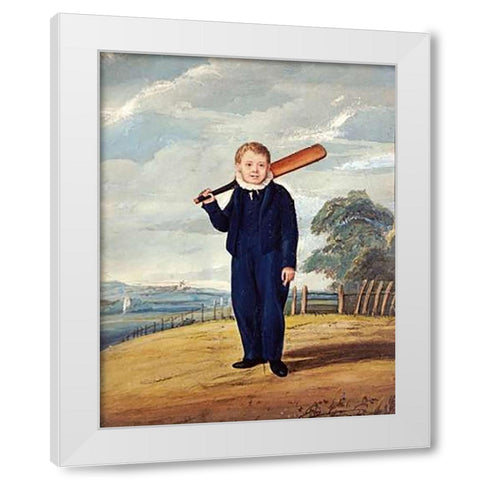 Blue Boy White Modern Wood Framed Art Print by Bone, Henry