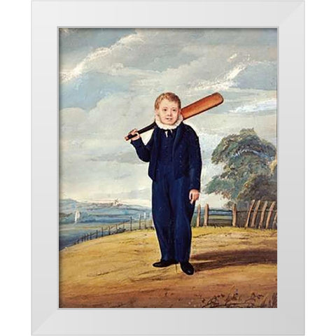 Blue Boy White Modern Wood Framed Art Print by Bone, Henry