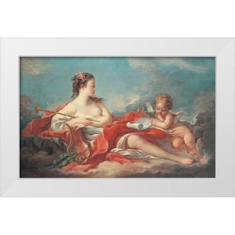 Erato, The Muse of Love Poetry White Modern Wood Framed Art Print by Boucher, Francois