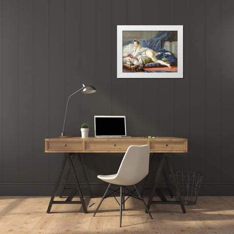 LOdalisque Brune White Modern Wood Framed Art Print by Boucher, Francois