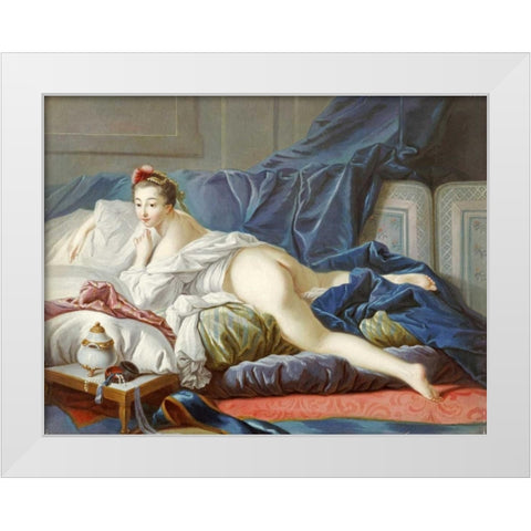 LOdalisque Brune White Modern Wood Framed Art Print by Boucher, Francois