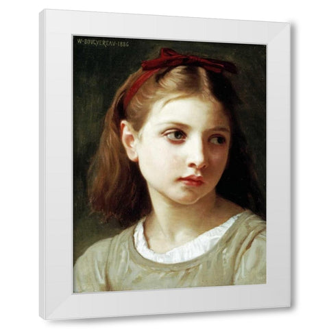 Une Petite Fille White Modern Wood Framed Art Print by Bouguereau, William-Adolphe