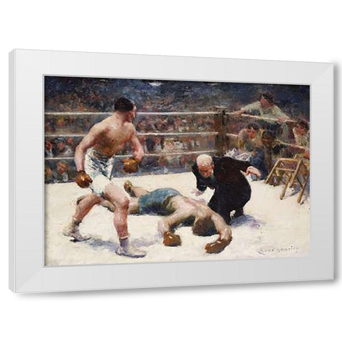 The Knock Out White Modern Wood Framed Art Print by Bourgonnier, Claude Charles