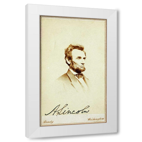 Abraham Lincoln, 1864 White Modern Wood Framed Art Print by Brady, Mathew B.