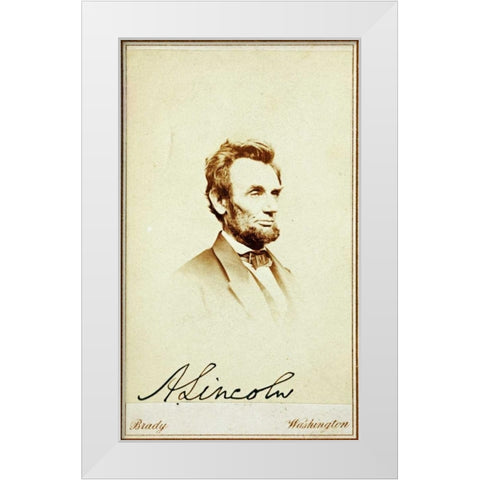 Abraham Lincoln, 1864 White Modern Wood Framed Art Print by Brady, Mathew B.