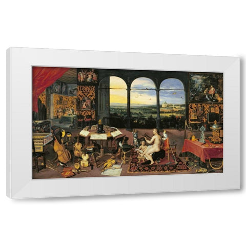 An Allegory of Hearing White Modern Wood Framed Art Print by Jan Brueghel the Elder