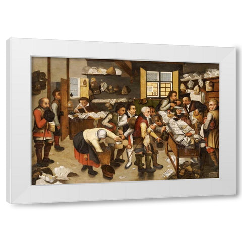 The Payment of Tithes White Modern Wood Framed Art Print by Bruegel, Pieter the Elder