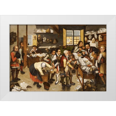 The Payment of Tithes White Modern Wood Framed Art Print by Bruegel, Pieter the Elder