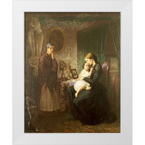 Motherly Love White Modern Wood Framed Art Print by Bubkovskii, G.