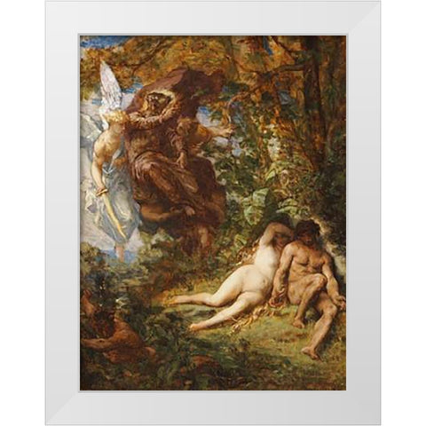 Expulsion From Paradise White Modern Wood Framed Art Print by Cabanel, Alexandre