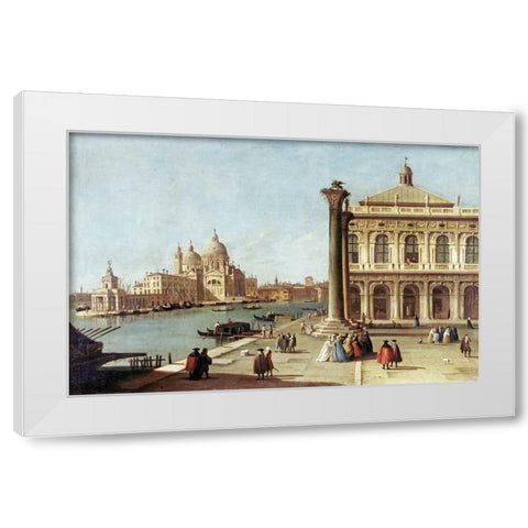 Entrance To Grand Canal, Venice White Modern Wood Framed Art Print by Canal, Giovanni Antonio