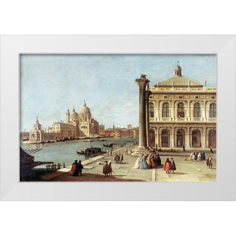 Entrance To Grand Canal, Venice White Modern Wood Framed Art Print by Canal, Giovanni Antonio