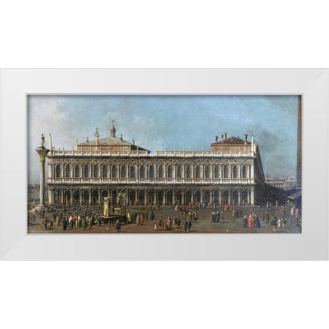 The Library and The Piazetta, Venice White Modern Wood Framed Art Print by Canal, Giovanni Antonio