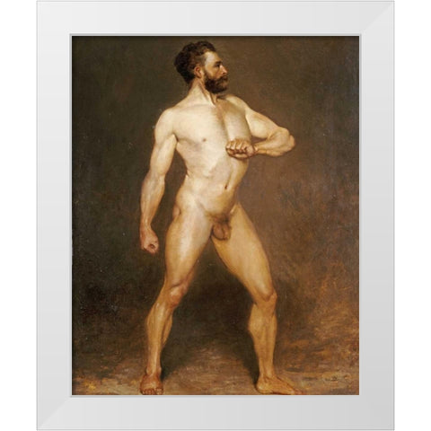 A Male Nude White Modern Wood Framed Art Print by Von Staschiripka Canon, Hans
