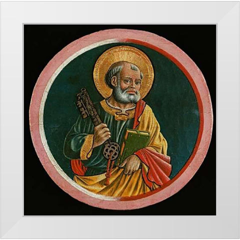 Saint Peter White Modern Wood Framed Art Print by Caporali, Bartolomeo