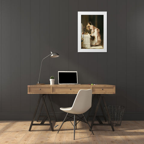 The Chamber Maid White Modern Wood Framed Art Print by Caraud, Joseph