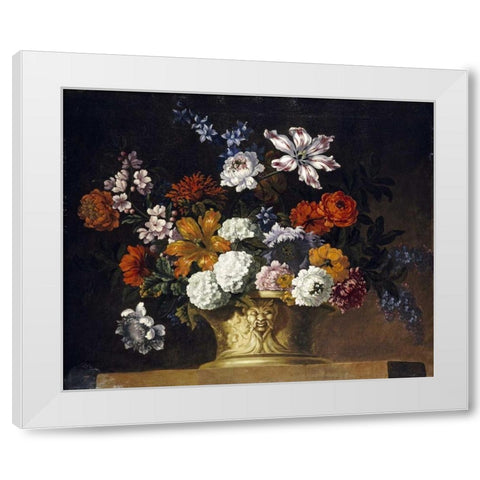 Tulips, Snowballs and Other Flowers White Modern Wood Framed Art Print by Casteels, Peter III