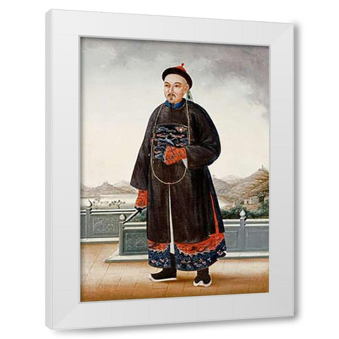 An Elegantly Dressed Chinese Hong Merchant White Modern Wood Framed Art Print by Chinese School
