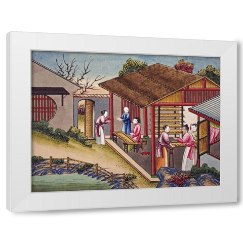 Silk Cocoons White Modern Wood Framed Art Print by Chinese School