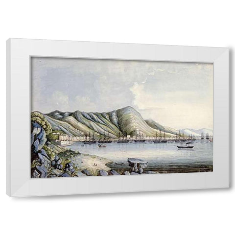 View of Hong Kong White Modern Wood Framed Art Print by Chinese School
