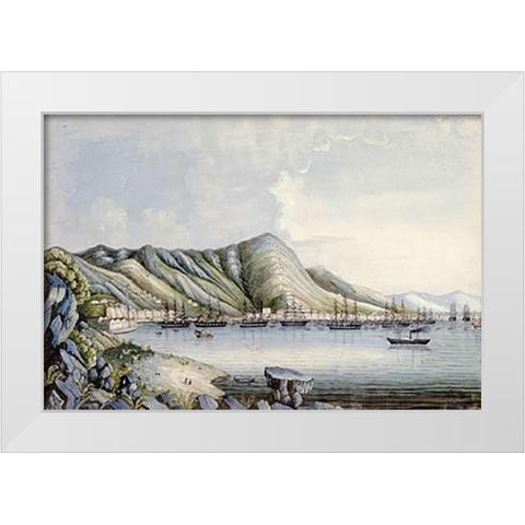 View of Hong Kong White Modern Wood Framed Art Print by Chinese School