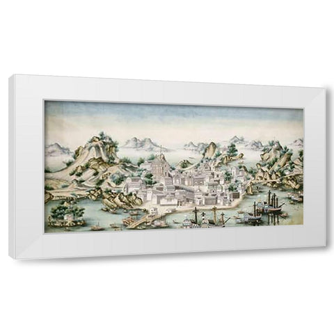 View of Macao White Modern Wood Framed Art Print by Chinese School