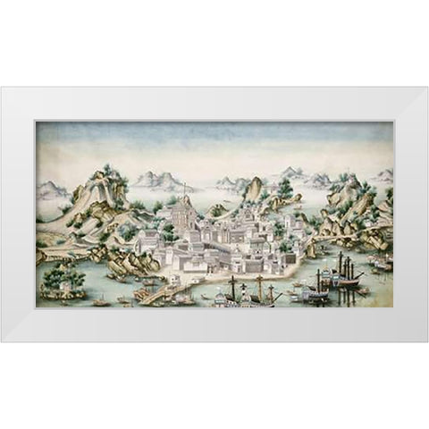 View of Macao White Modern Wood Framed Art Print by Chinese School