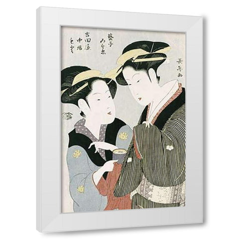 Double Half-Length Portrait of Moto White Modern Wood Framed Art Print by Choki, Eishosai