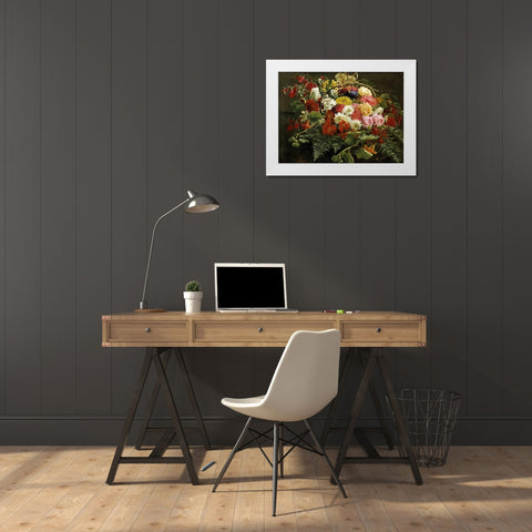 A Summer Bouquet White Modern Wood Framed Art Print by Christensen, Anthonie Eleonore